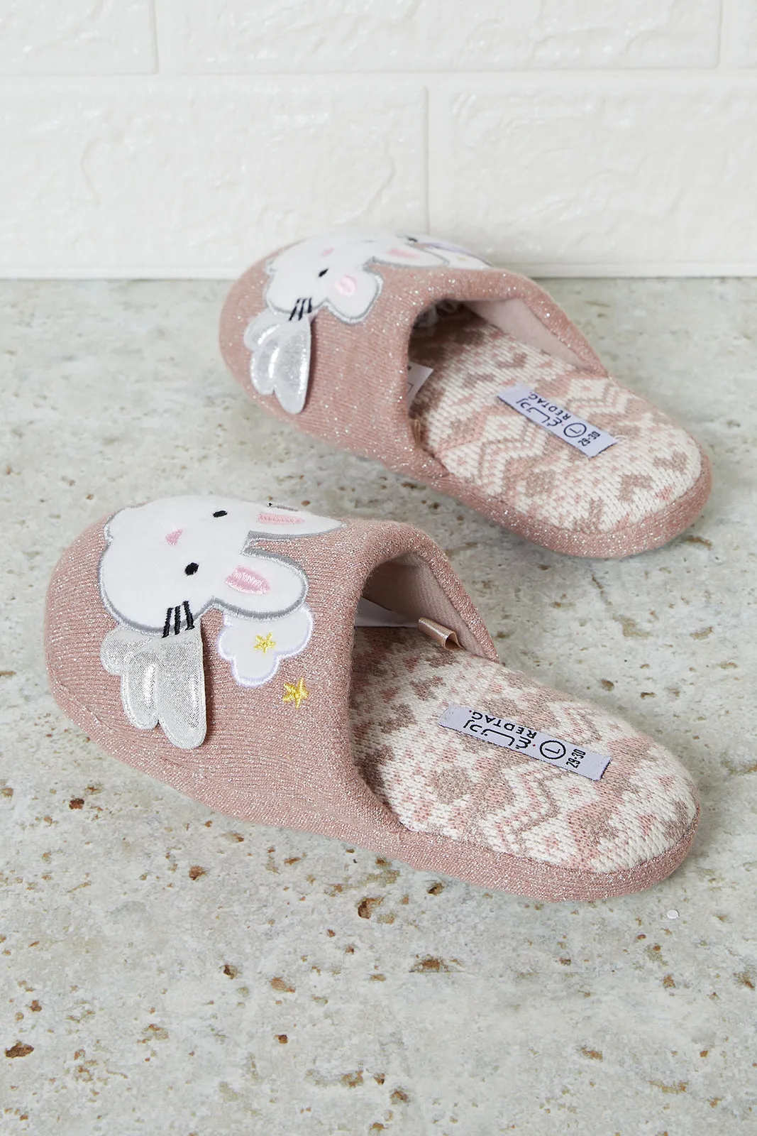 Girls Pink Bunny Slipper