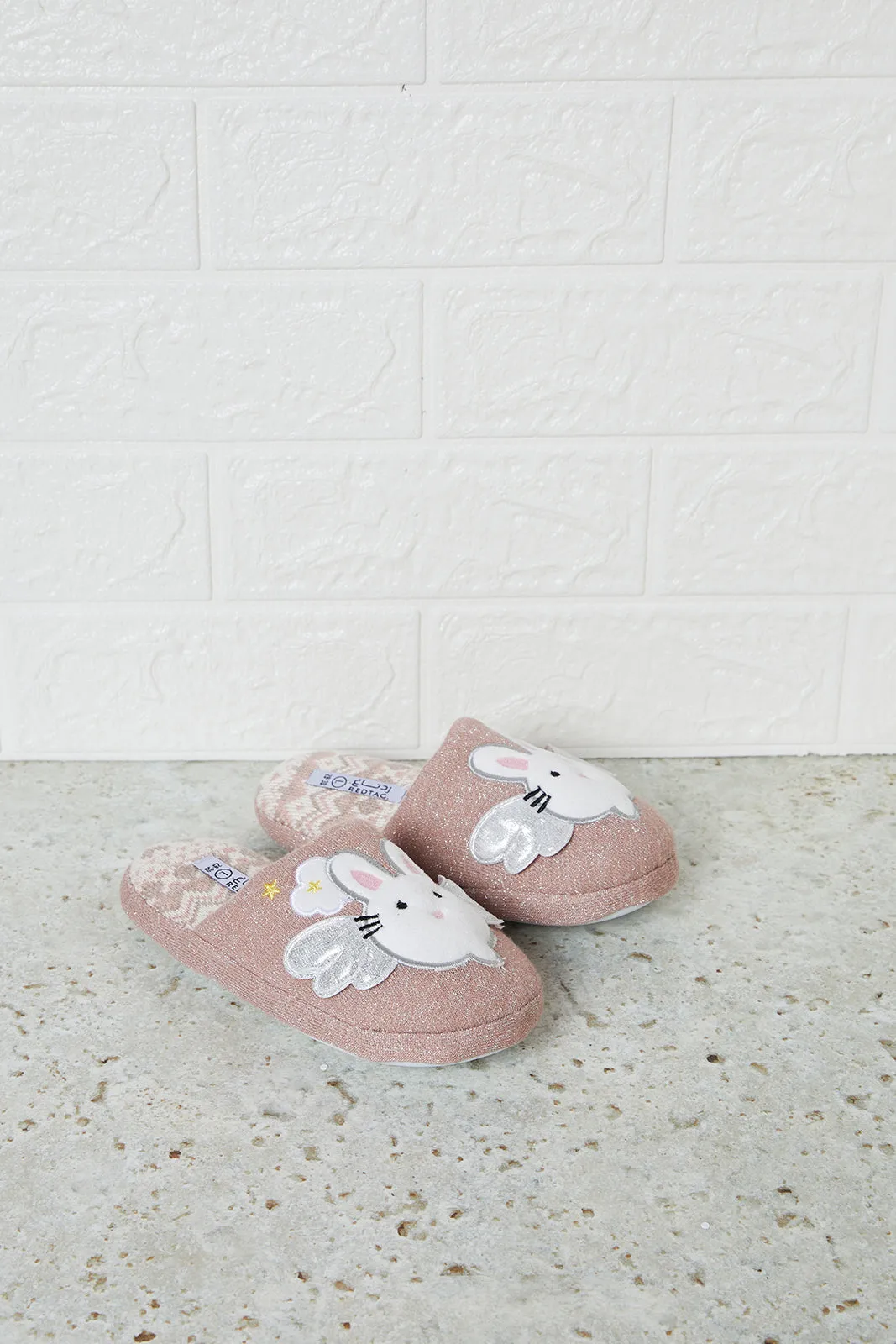 Girls Pink Bunny Slipper