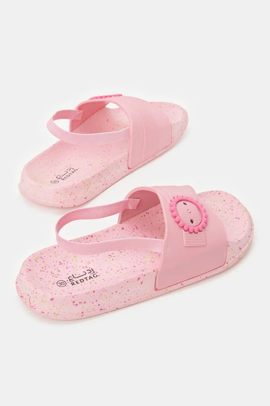 Girls Pink Embossed Buckle Slide