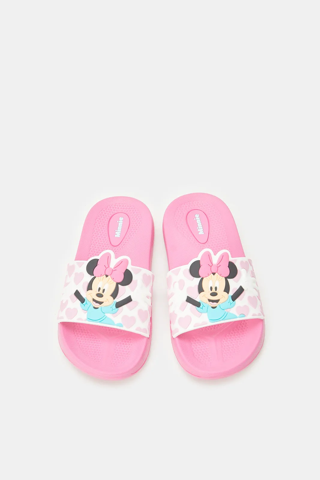 Girls Pink Embossed With Minnie Mouse Slide