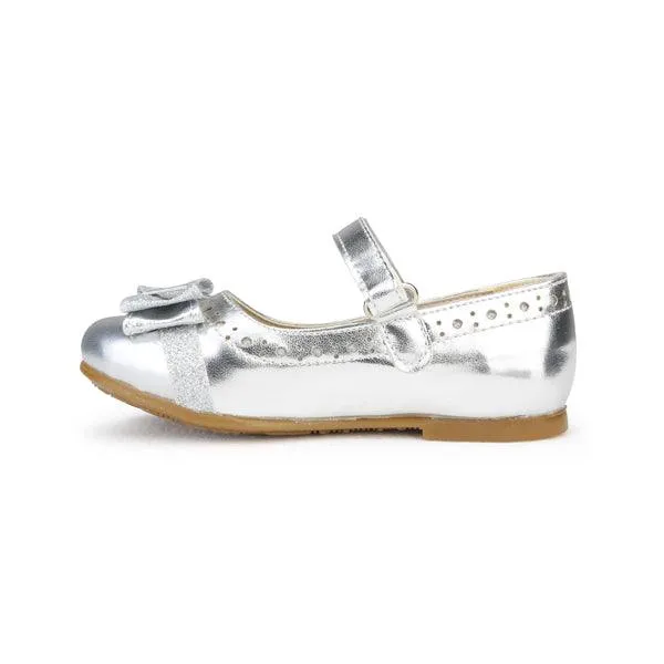 GIRLS SILVER SHINY FORMAL SHOES