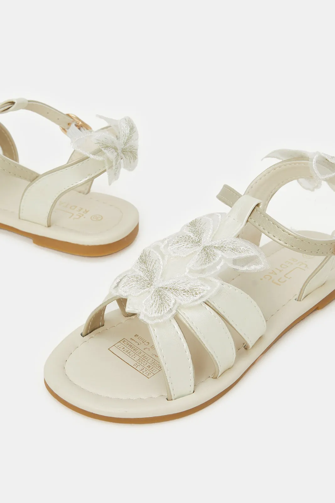 Girls White Butterfly Sandal