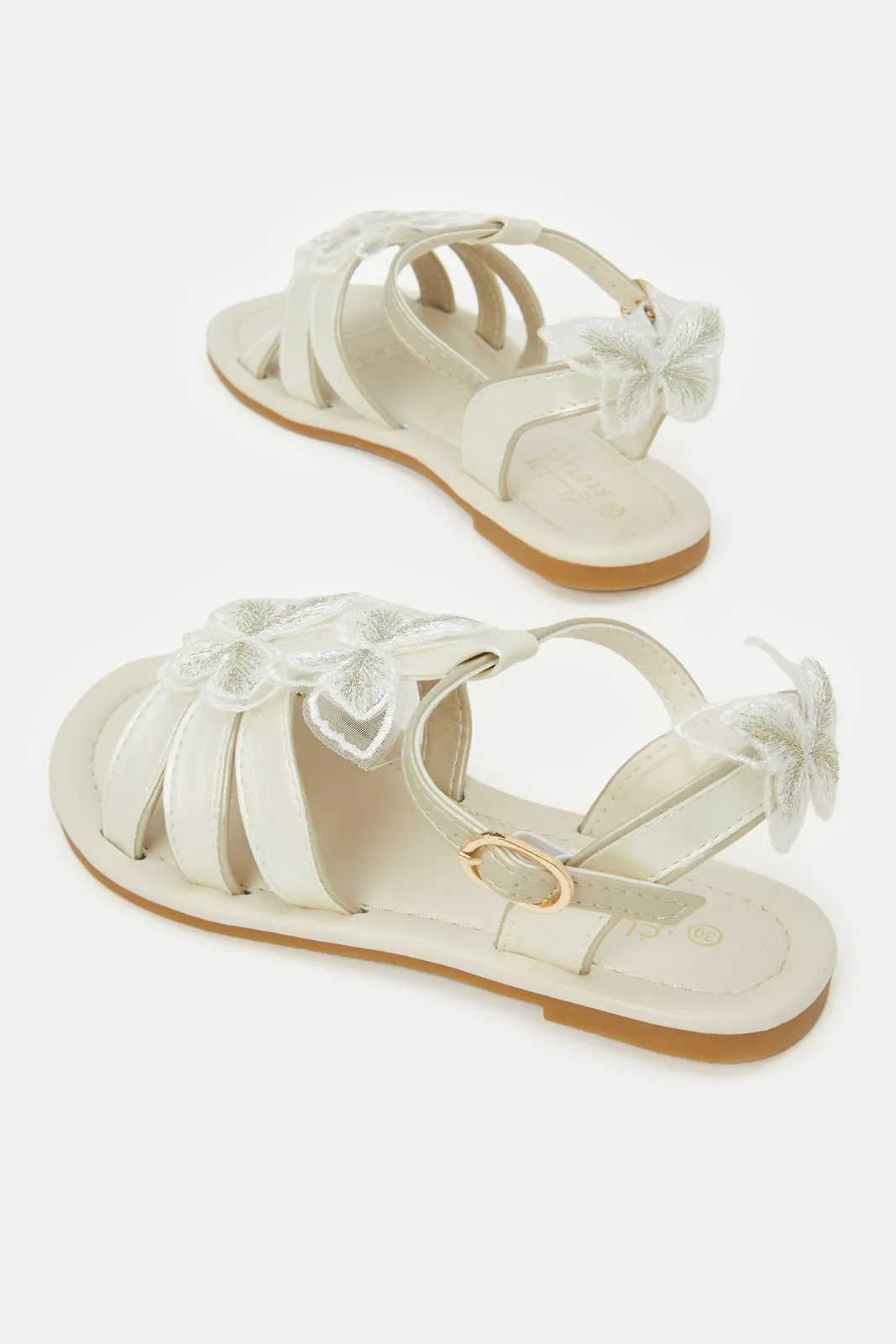 Girls White Butterfly Sandal