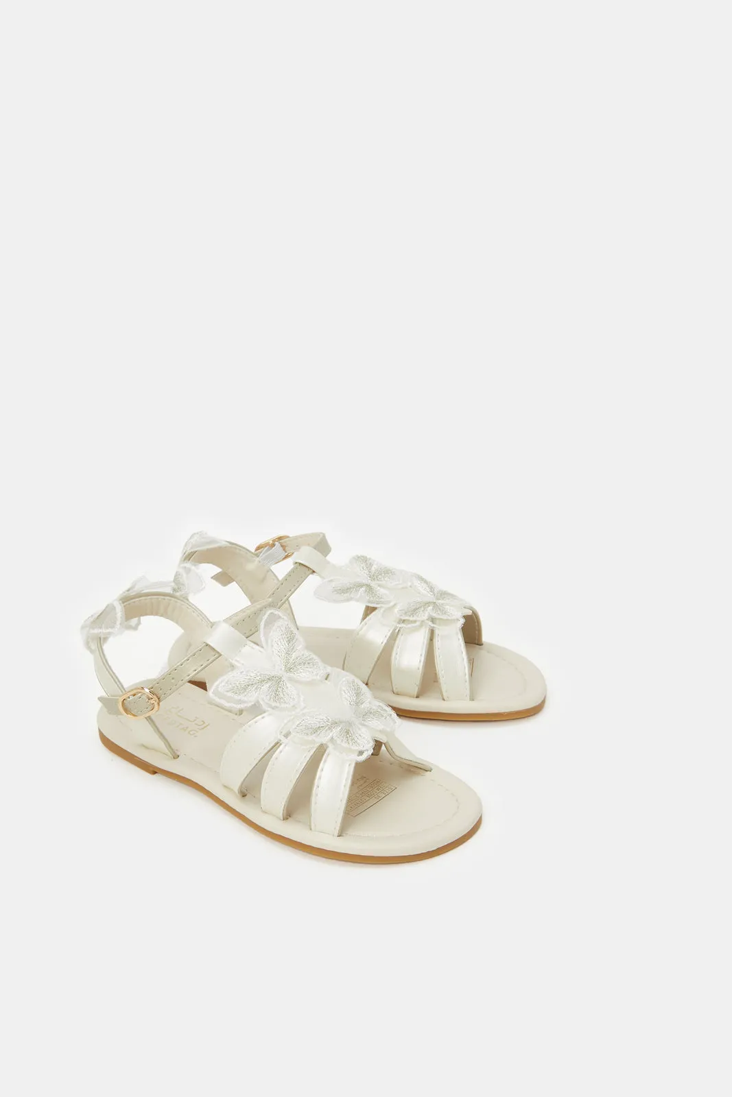 Girls White Butterfly Sandal