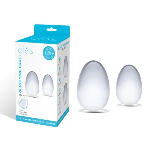 Glas - 2 pc Glass Yoni Eggs Kegel Training Set (Clear)