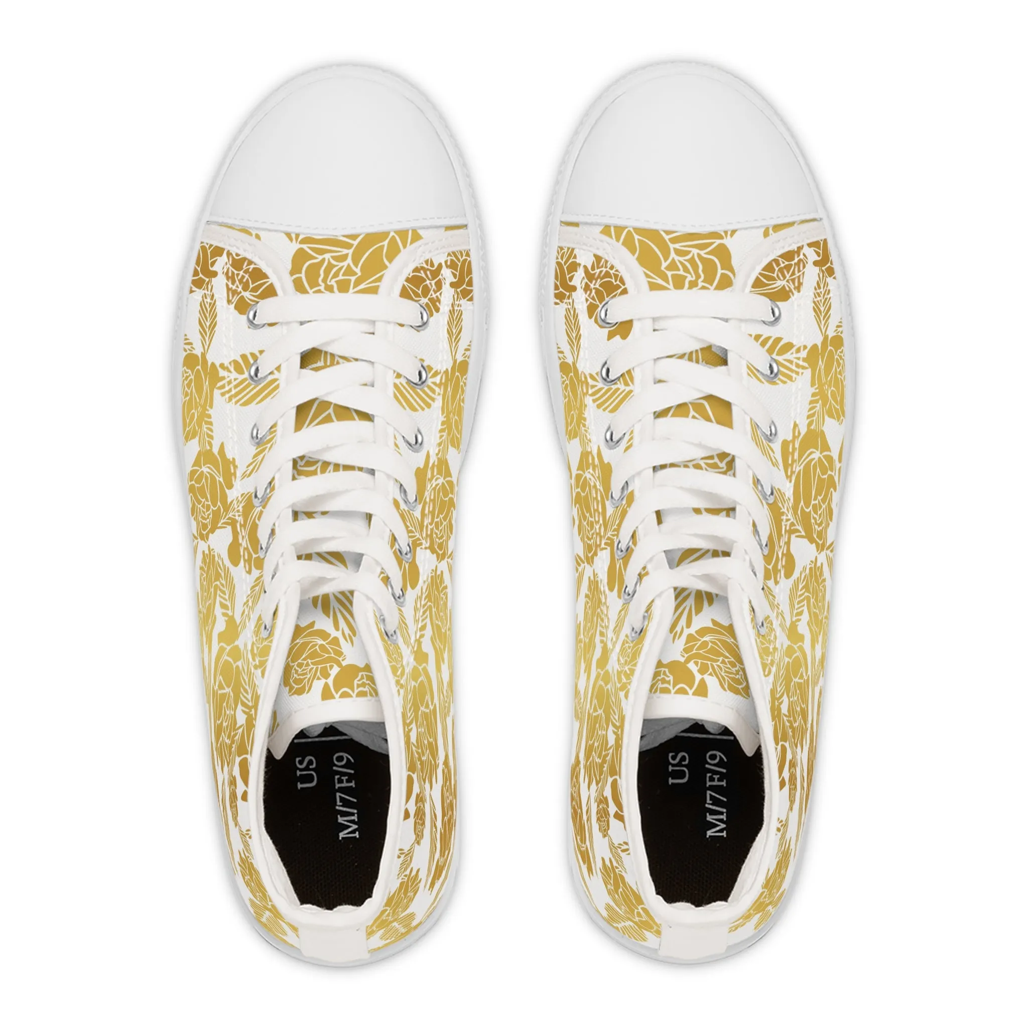 Gold Roses Women's High Top Sneakers