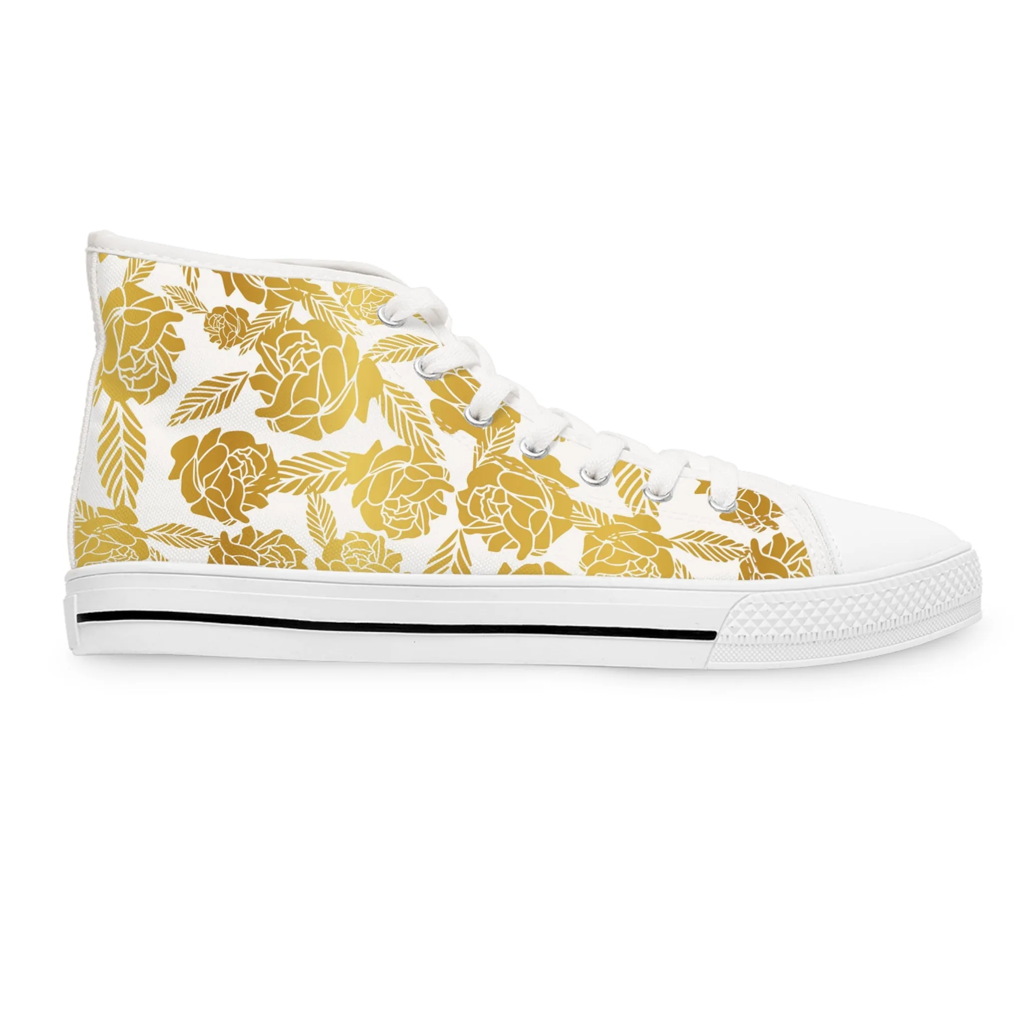 Gold Roses Women's High Top Sneakers