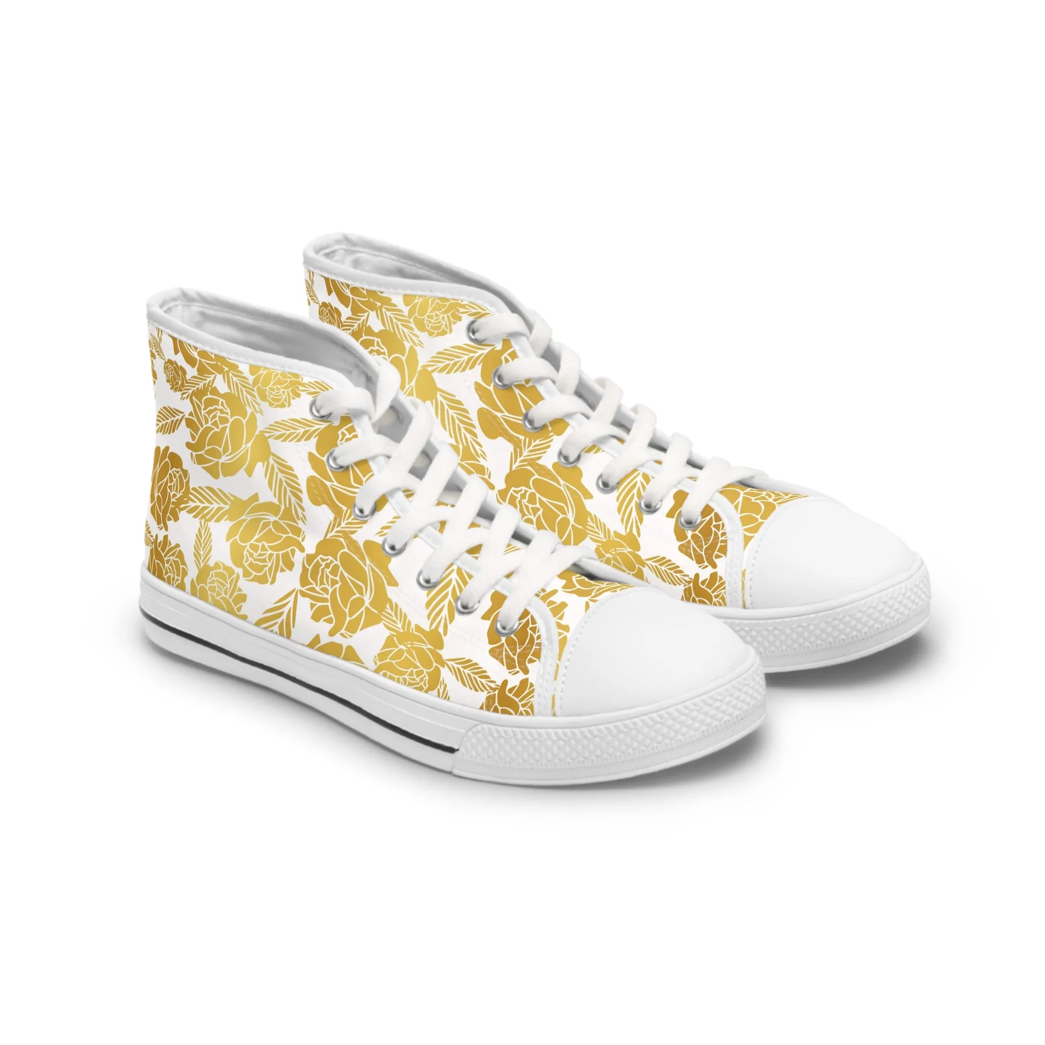 Gold Roses Women's High Top Sneakers