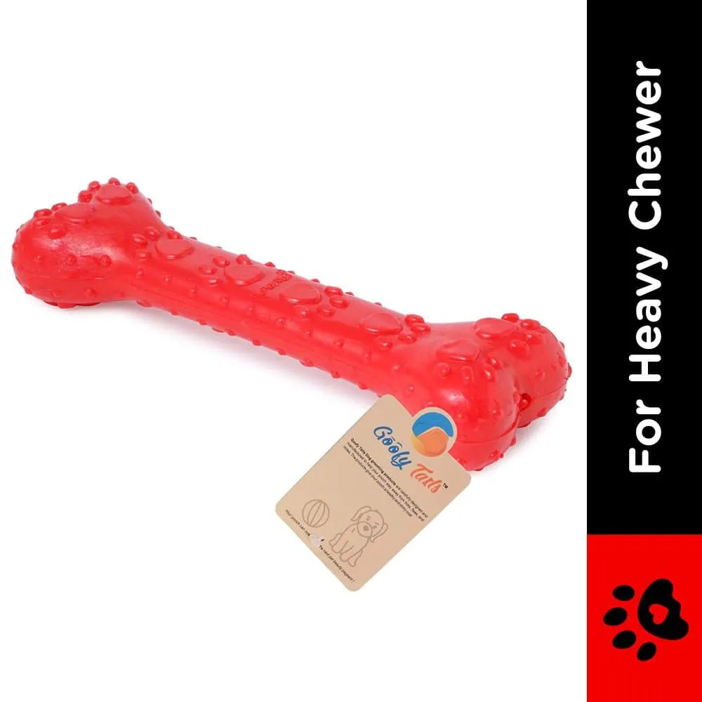 Goofy Tails Super Dog Rubber Bone Paw Print Toy for Dogs