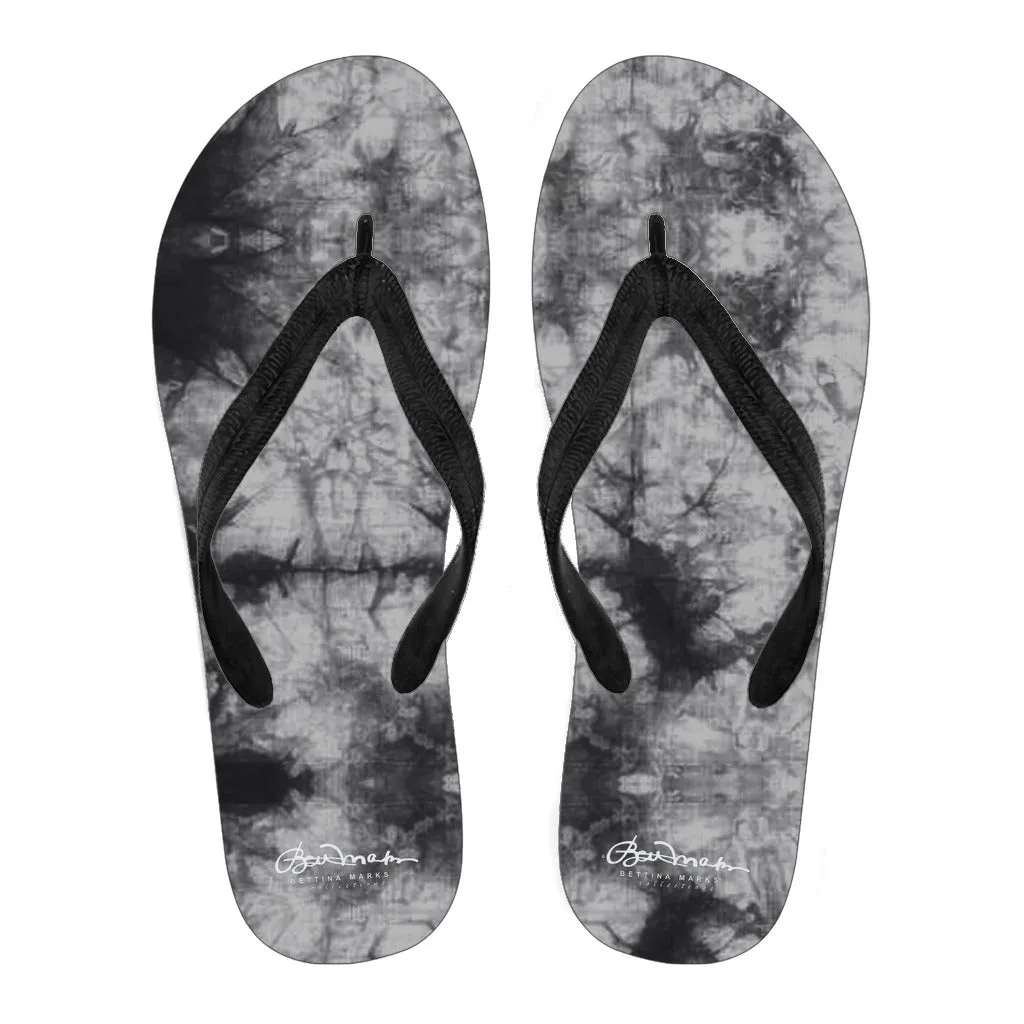 Grey Tie Dye Flip Flops