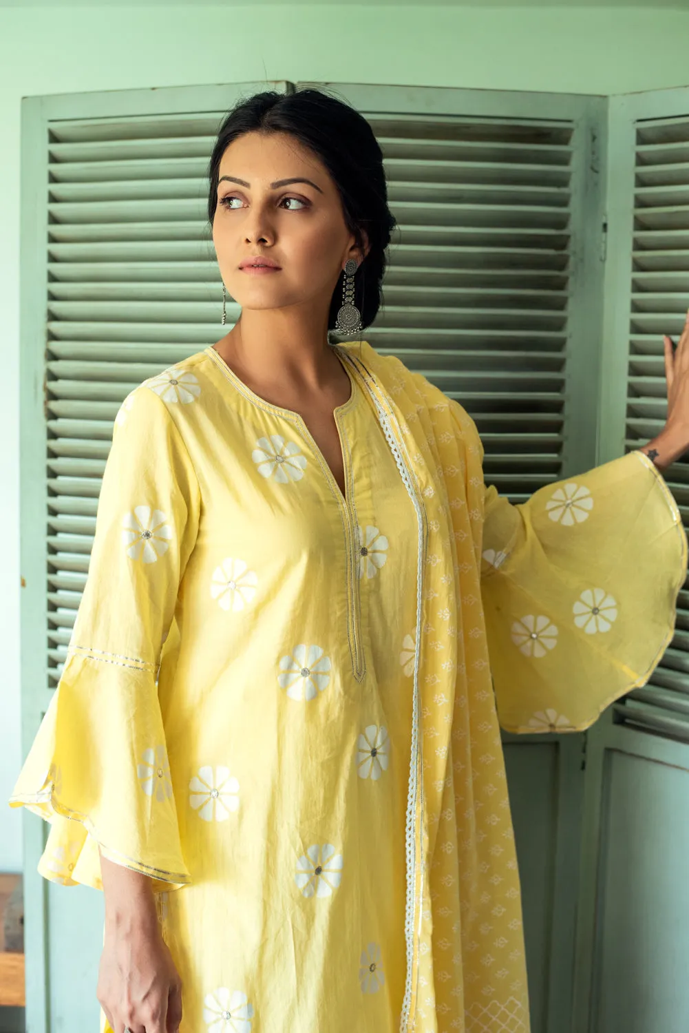 Gul Lemon Badla Embroidered Sharara Set - Set of 3