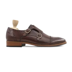 Haslit - Men's Dark Brown Calf Leather Double Monkstrap