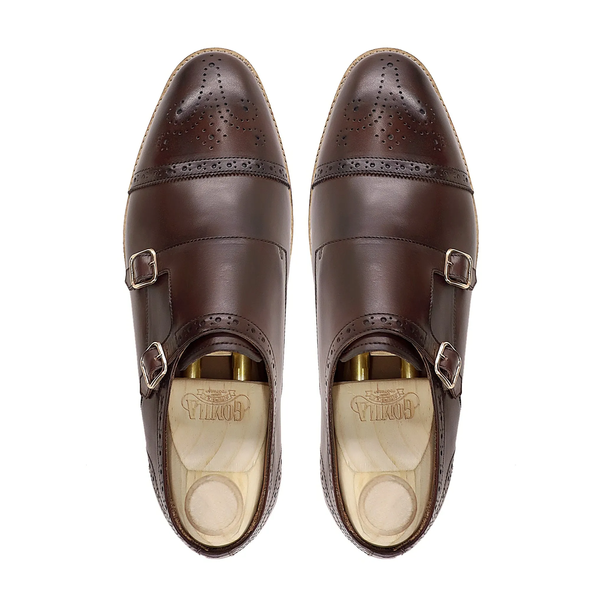 Haslit - Men's Dark Brown Calf Leather Double Monkstrap