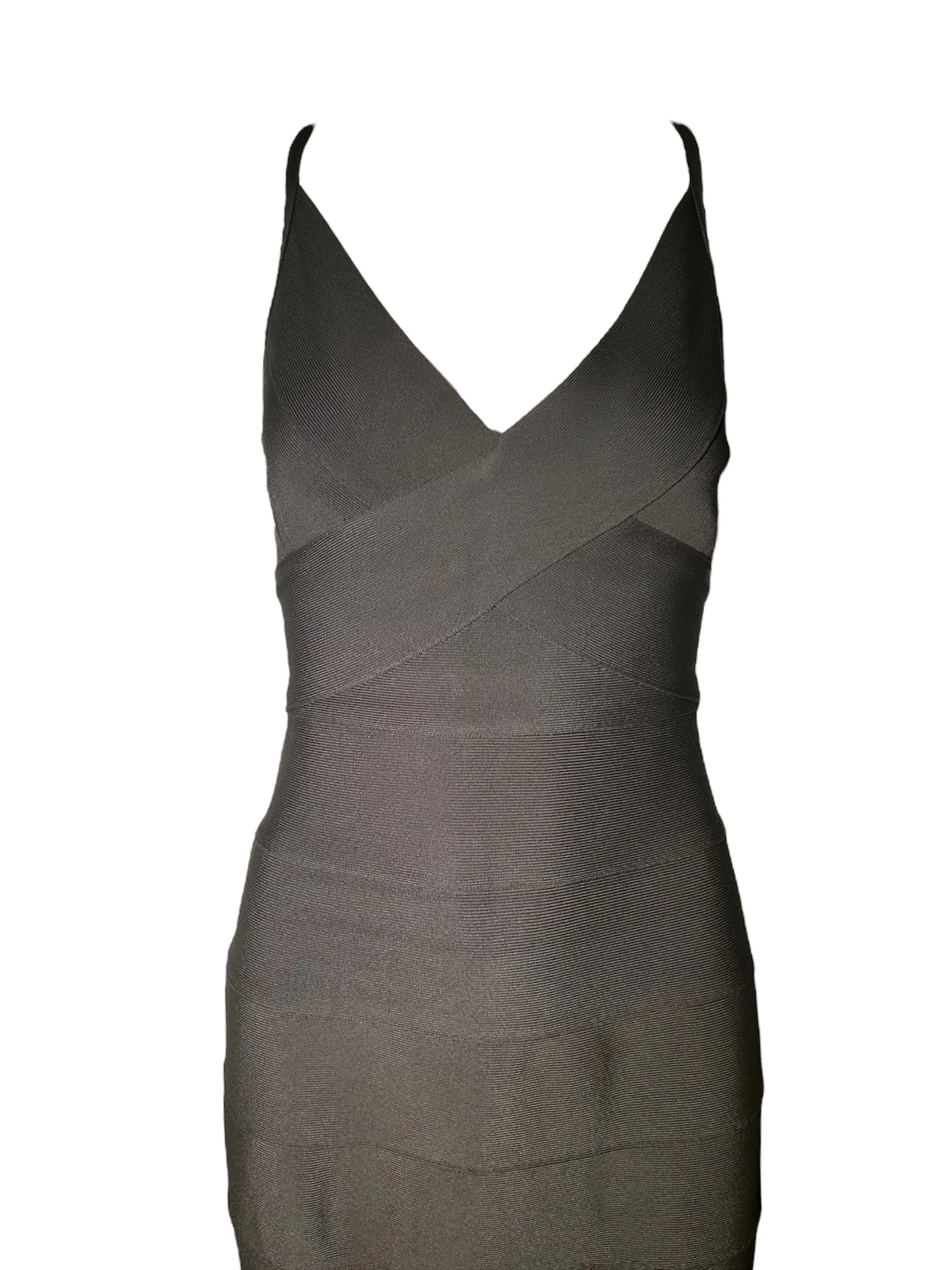 Herve Leger Couture Iconic 90s Bandage Dress in Dark Taupe