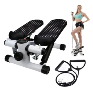 Hohaski Portable Mute Stepper Pedal, Lightweight Household Office Air Stepper Climber Exercise Sports Stepper Legs Health & Fitness Mini Stepper Step Machines with Resistance Bands for Wowen Man