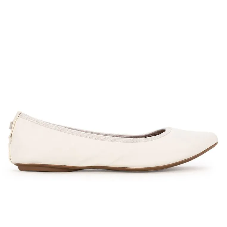 JANEY Ballet Flat Shoes - Off White Tumble Nappa