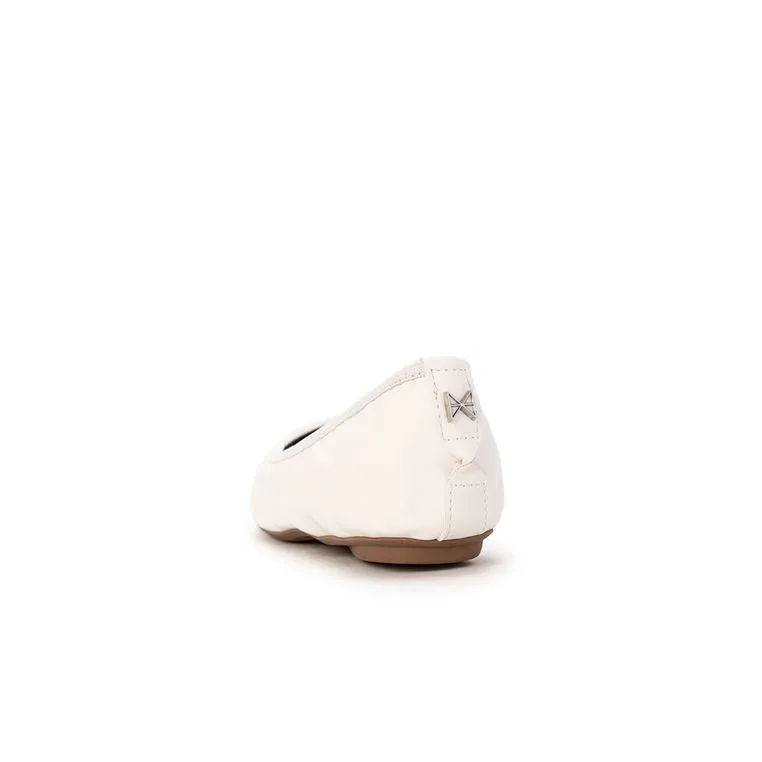 JANEY Ballet Flat Shoes - Off White Tumble Nappa