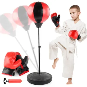 Kids Punching Bag with Boxing Gloves Standing Punching Ball Toy Set