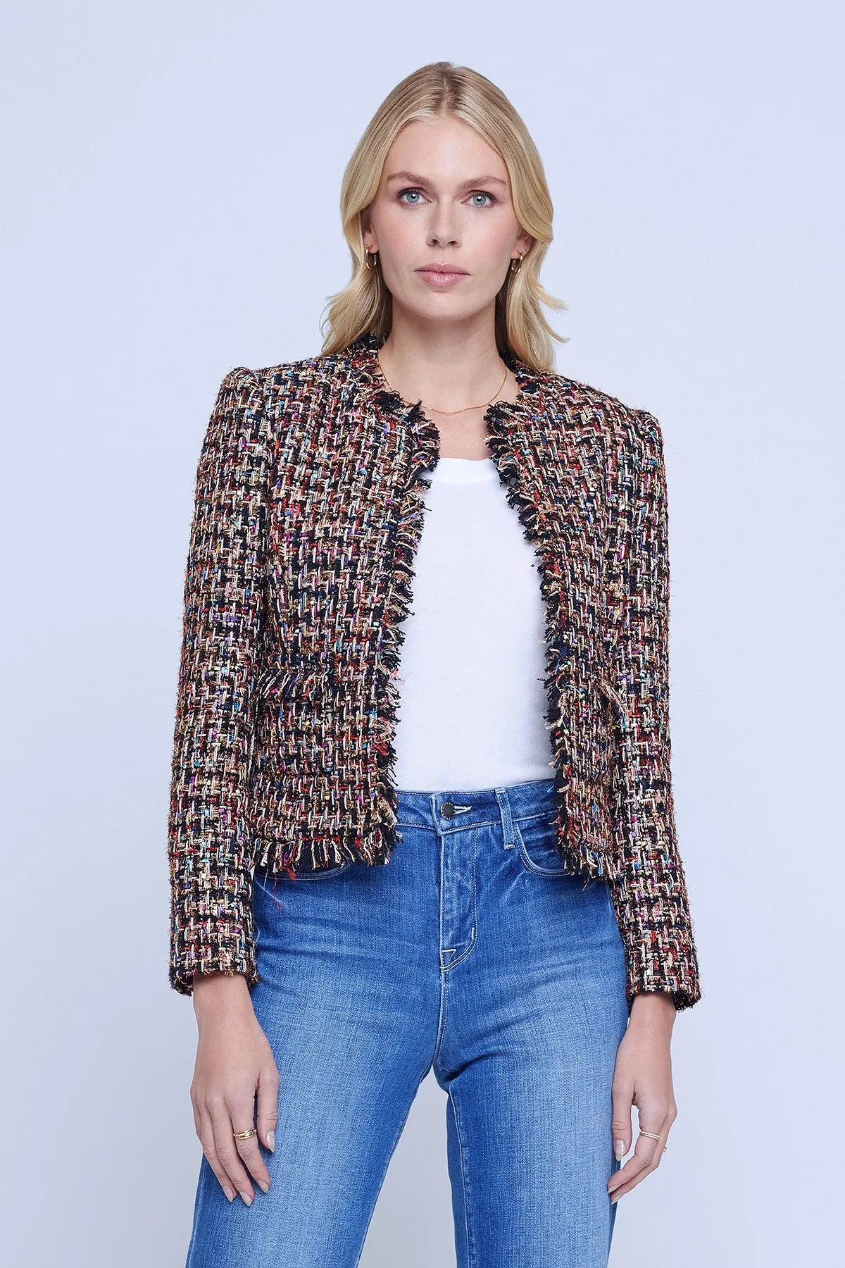 L'Agence Angelina Multi-Color Tweed Jacket