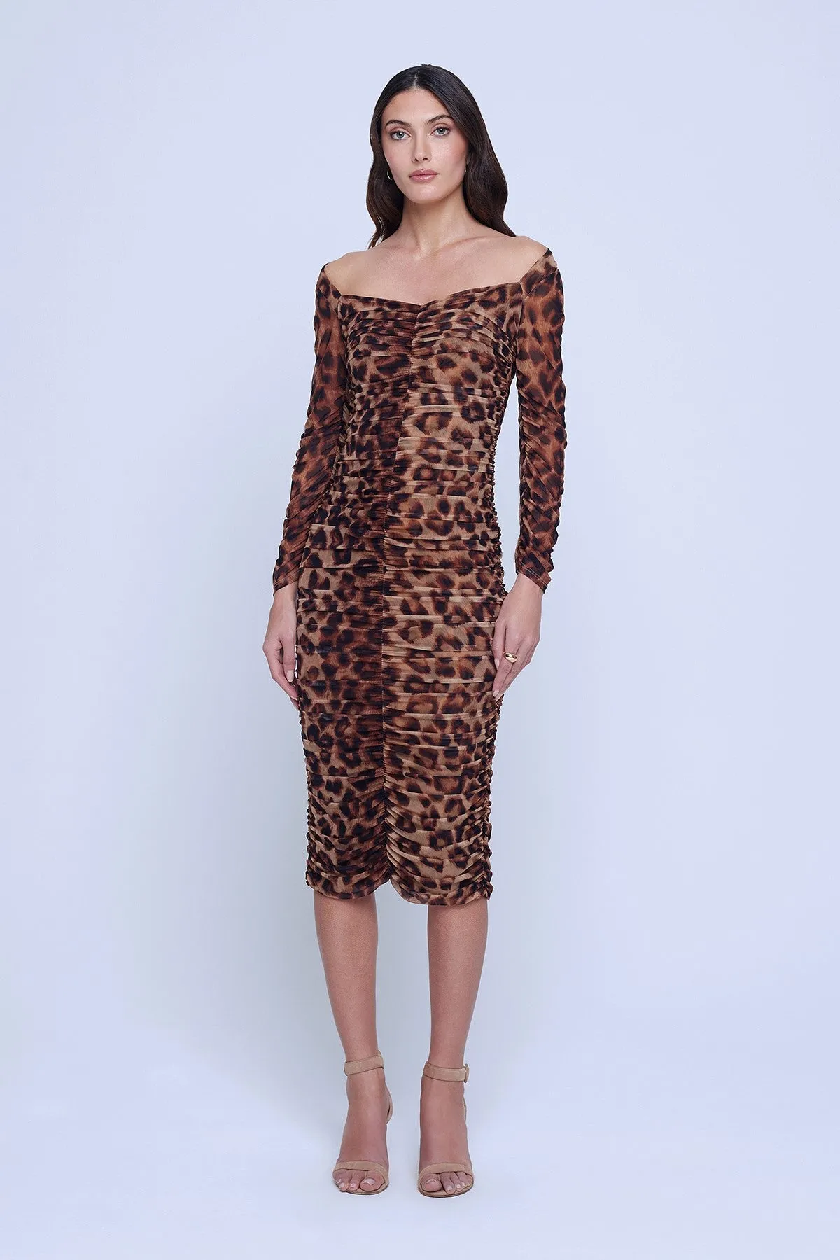 L'Agence Marise Sweetheart Leopard Dress