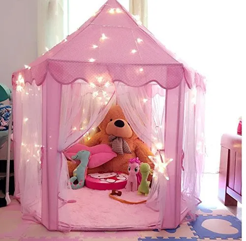 Large Indoor and Outdoor Kids Play House Pink Hexagon Princess Castle Tent Child