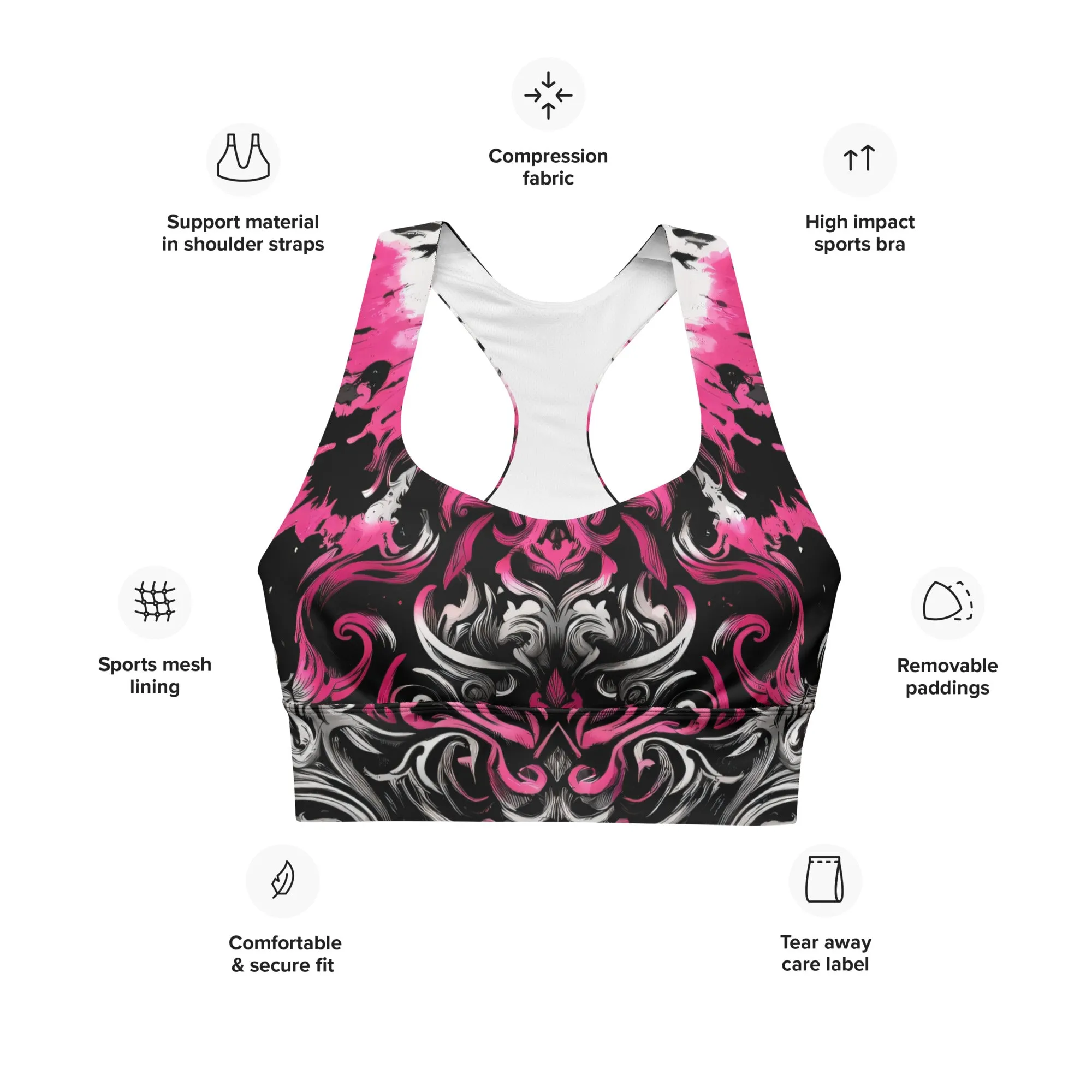 Longline Sports Bra Dark Blush