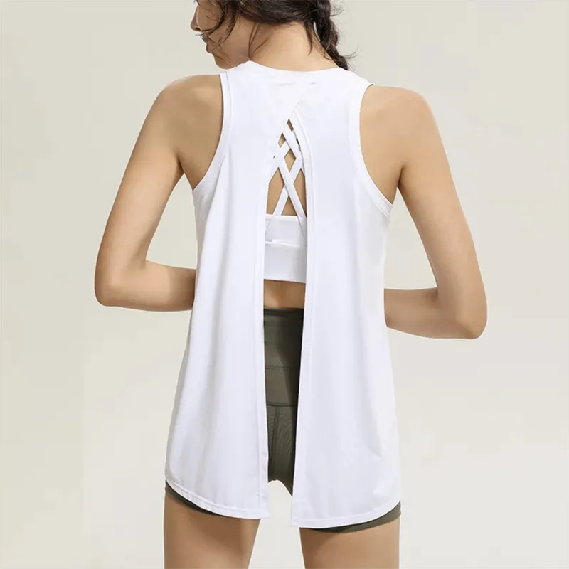 Loose Fitness Running Blouse Women's Summer Yoga Backless Sleeveless Sports Vest