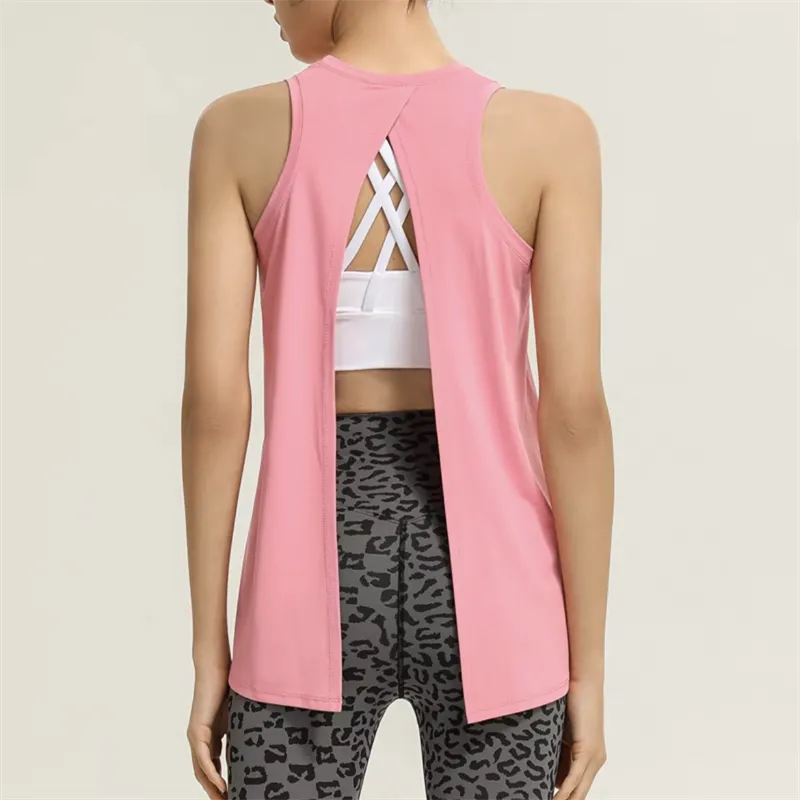 Loose Fitness Running Blouse Women's Summer Yoga Backless Sleeveless Sports Vest