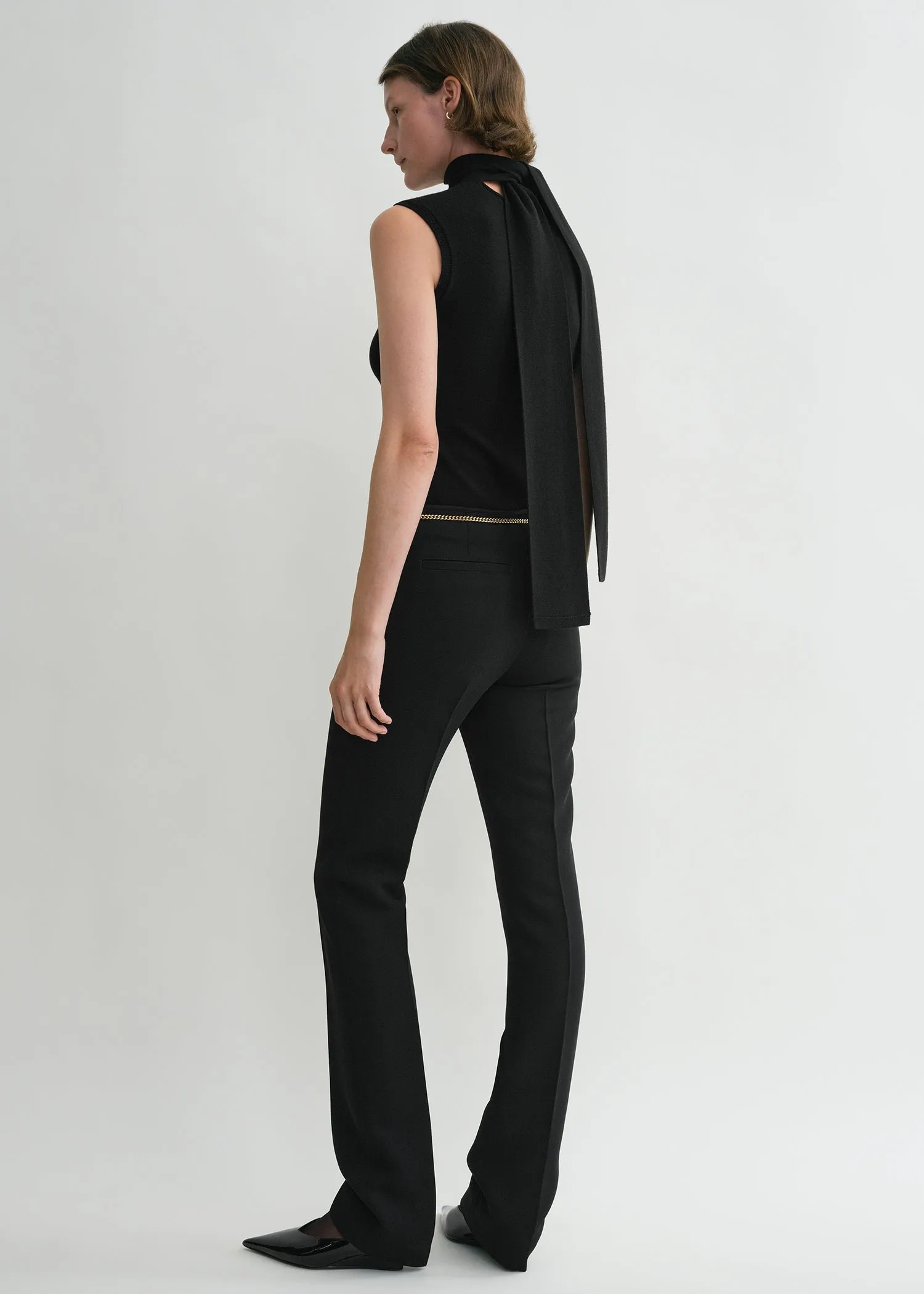 Low-waist cigarette trousers black