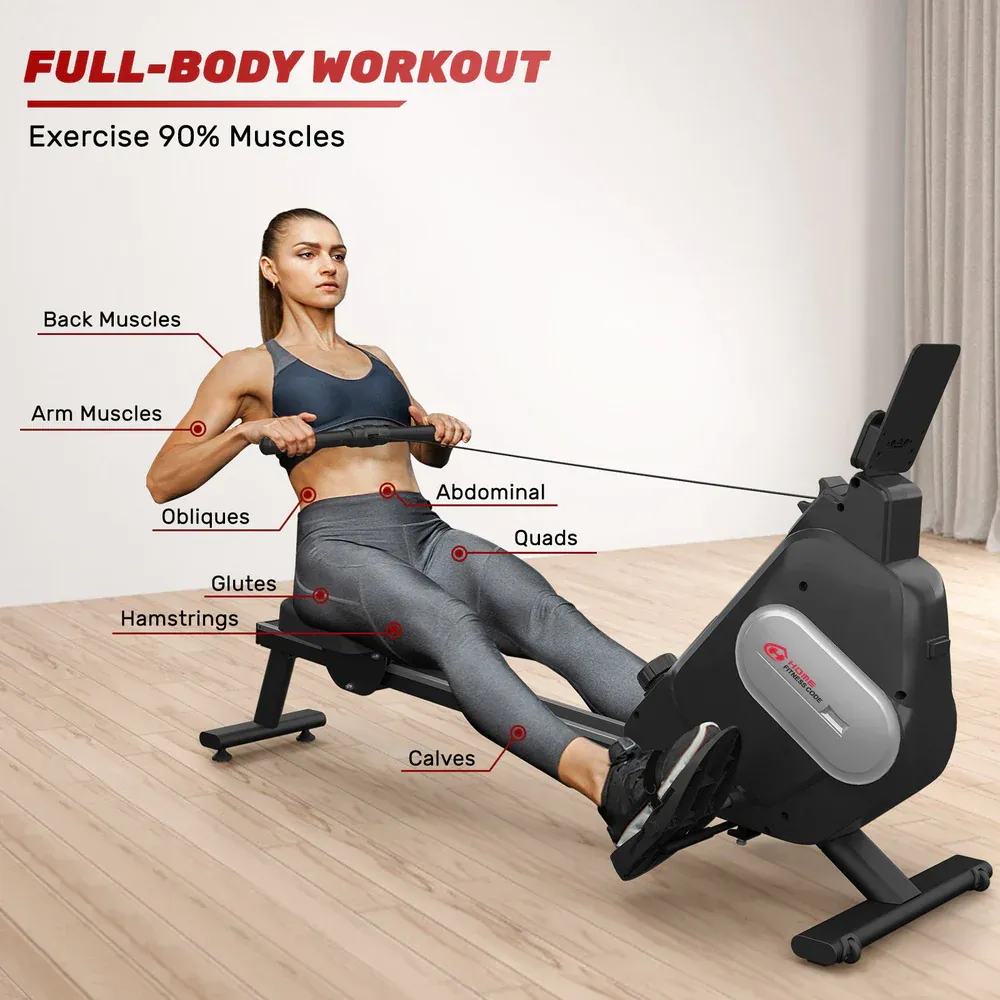 Magnetic Rowing Machine for Home Workout with 16 Level Adjustable Resistance