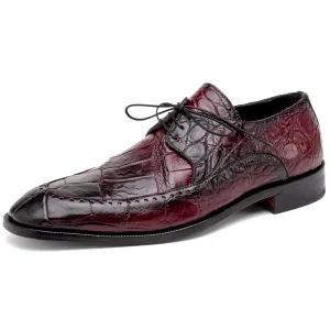 Mauri 3287 Alligator Derby Shoes Ruby Red / Dirty Black