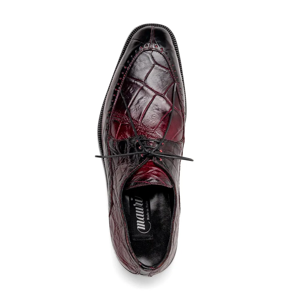 Mauri 3287 Alligator Derby Shoes Ruby Red / Dirty Black