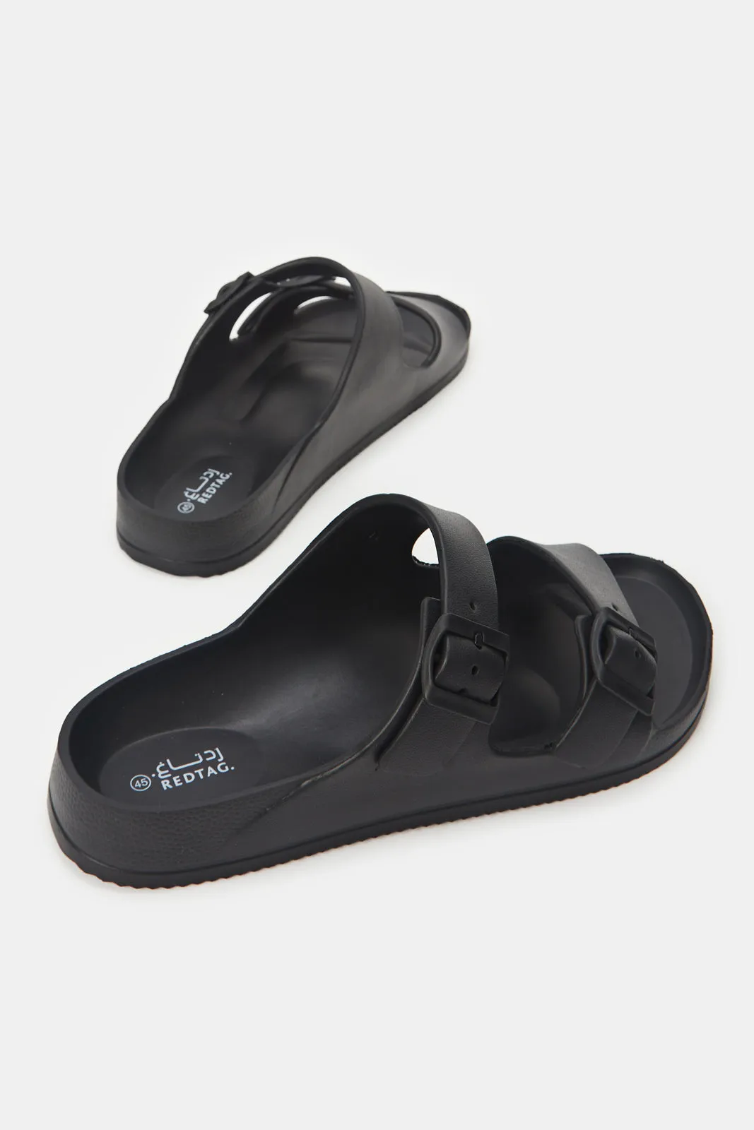 Men Black Molded Slide With Buckle