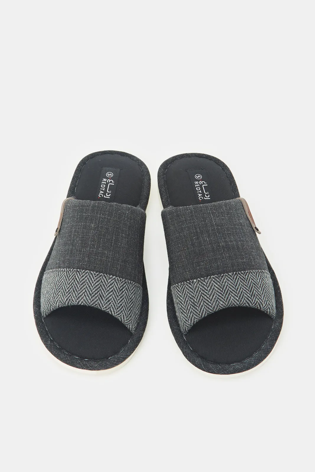 Men Black Stripe Slippers