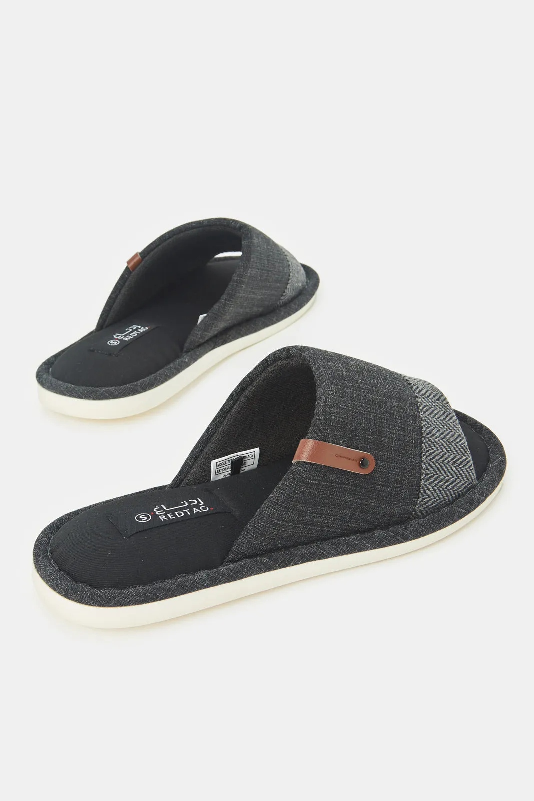 Men Black Stripe Slippers