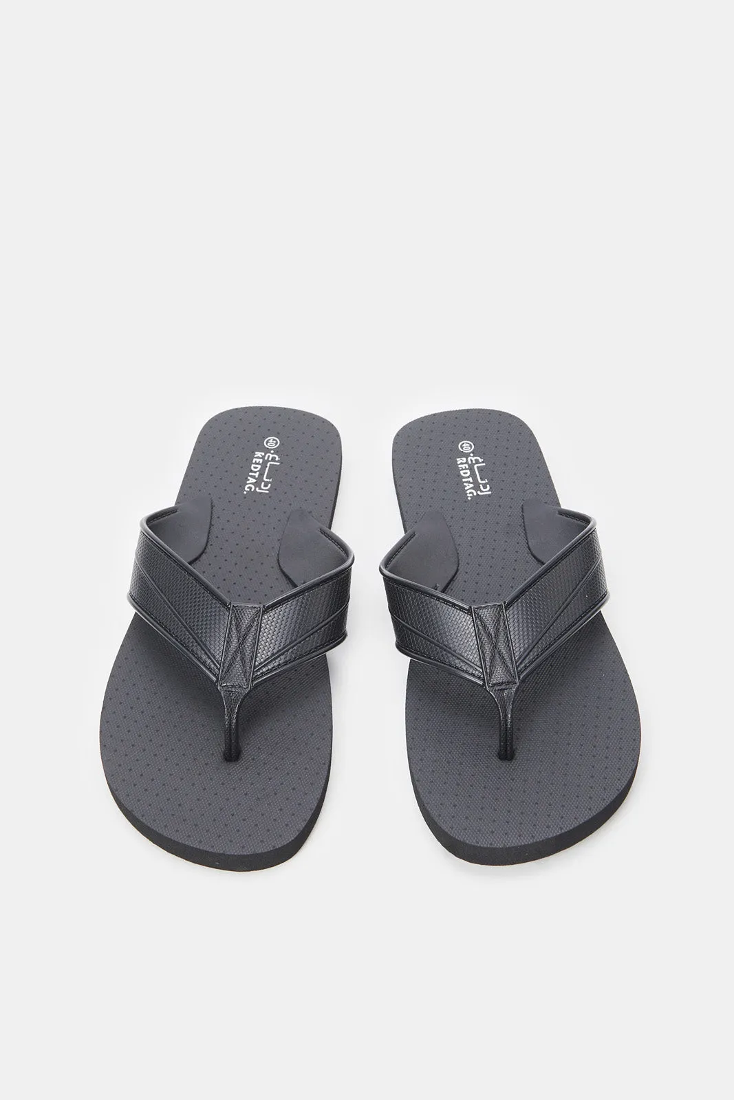 Men Black Toe Post Footbed Sandal