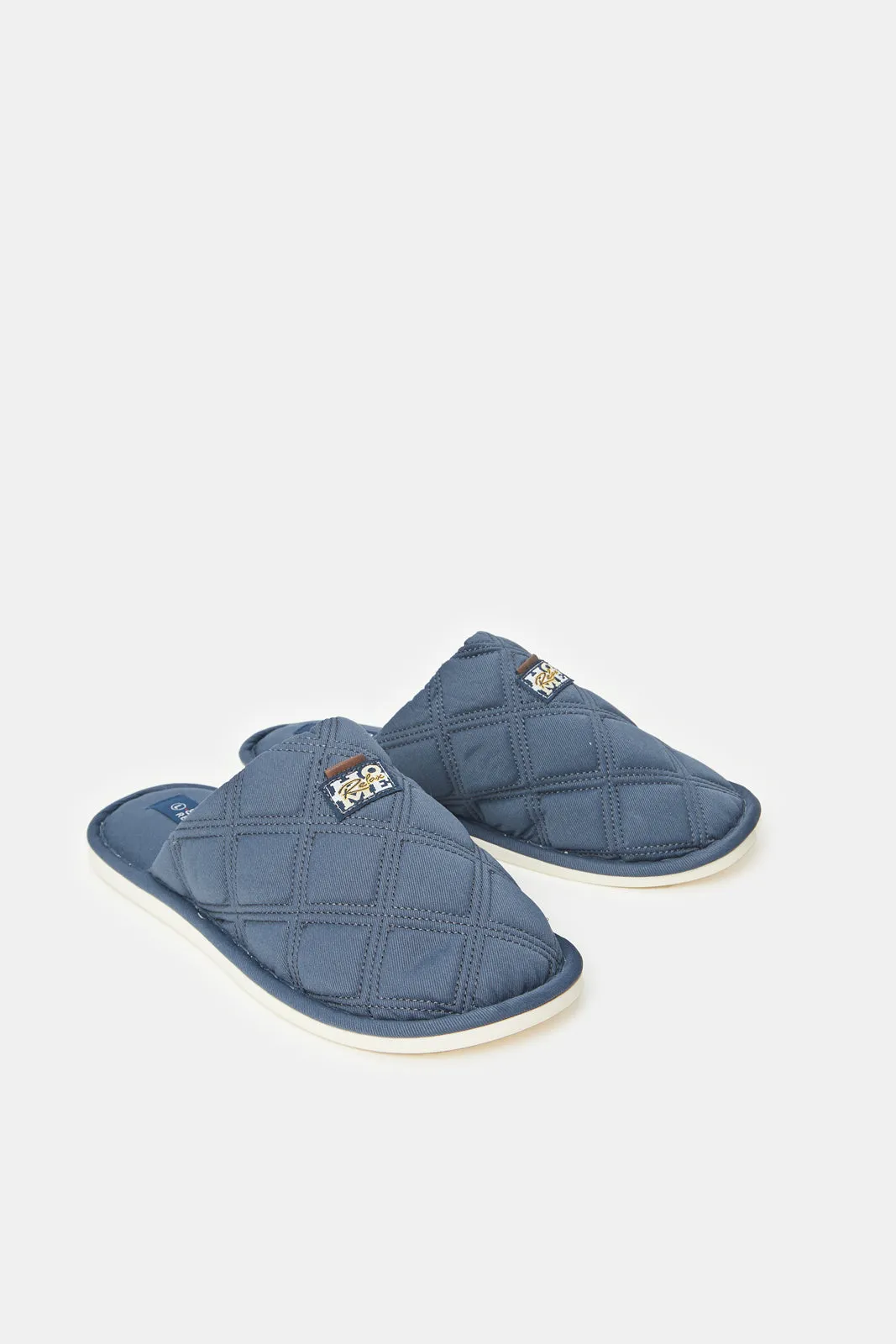 Men Blue Quilted Slippers