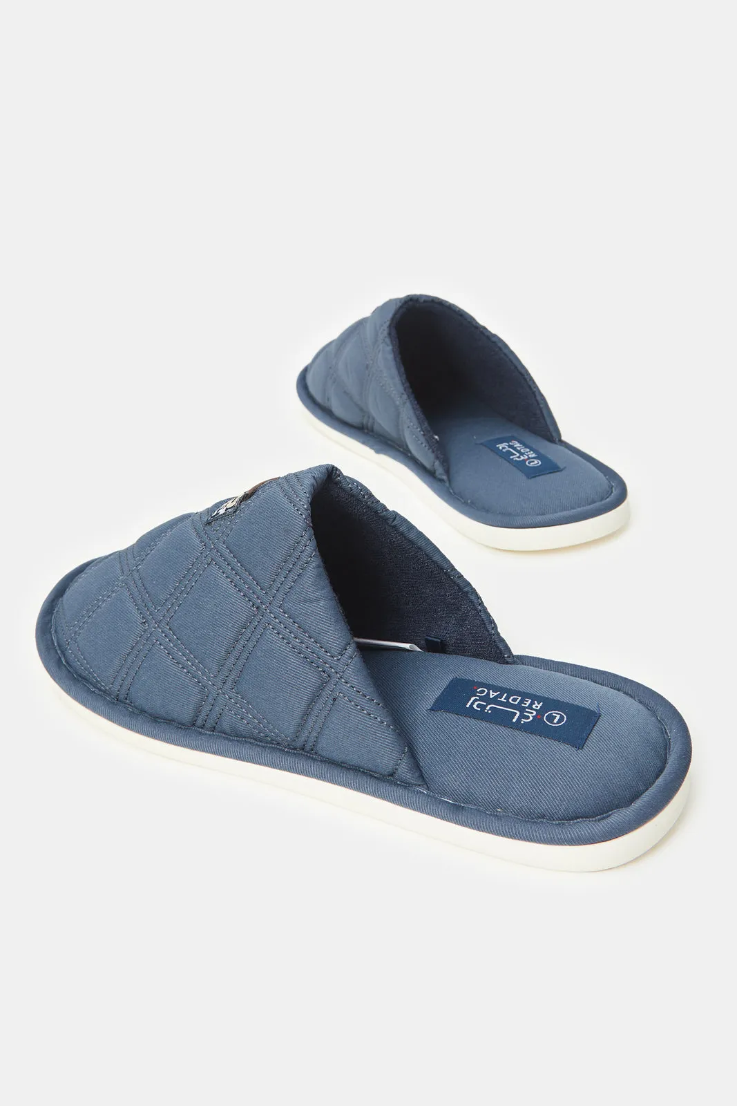 Men Blue Quilted Slippers