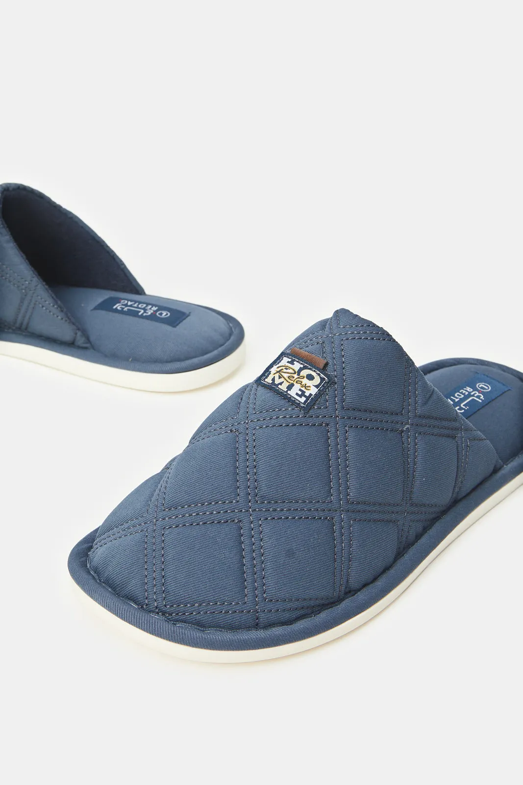 Men Blue Quilted Slippers