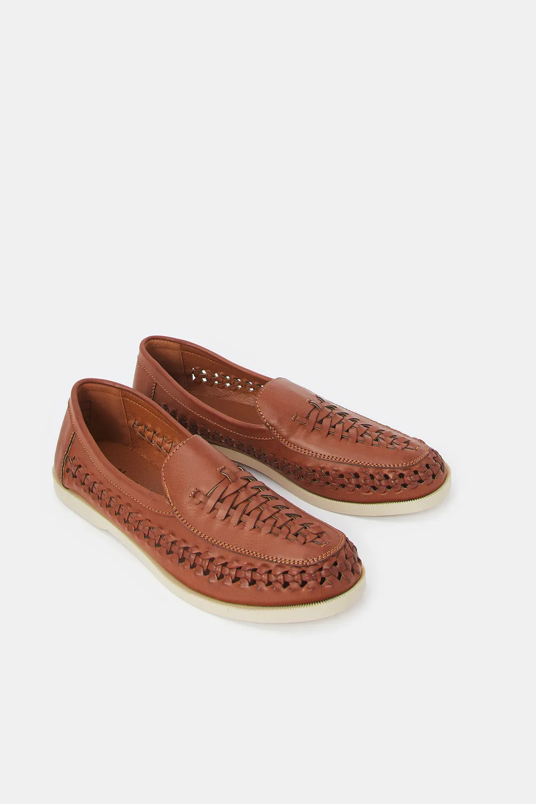 Men Brown Woven Loafer Shoe