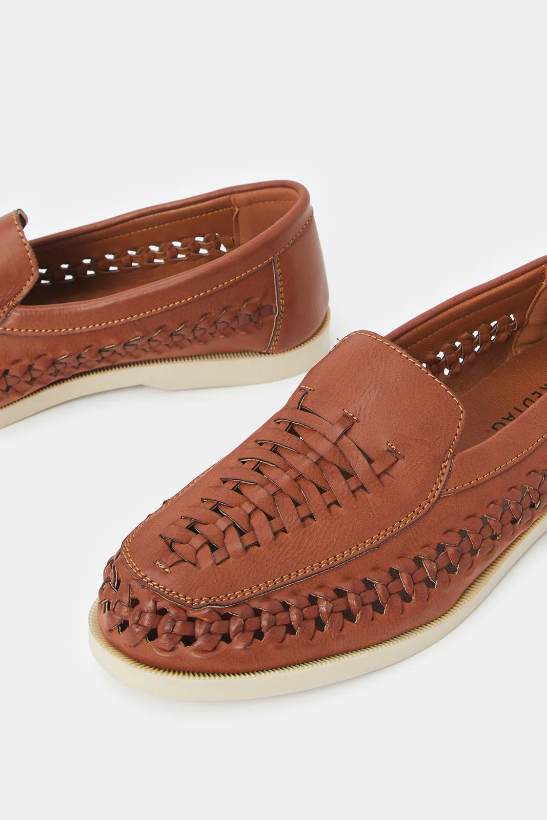 Men Brown Woven Loafer Shoe