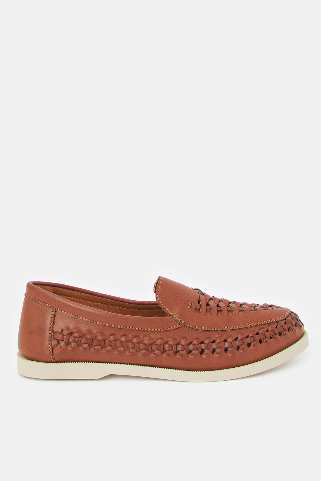 Men Brown Woven Loafer Shoe