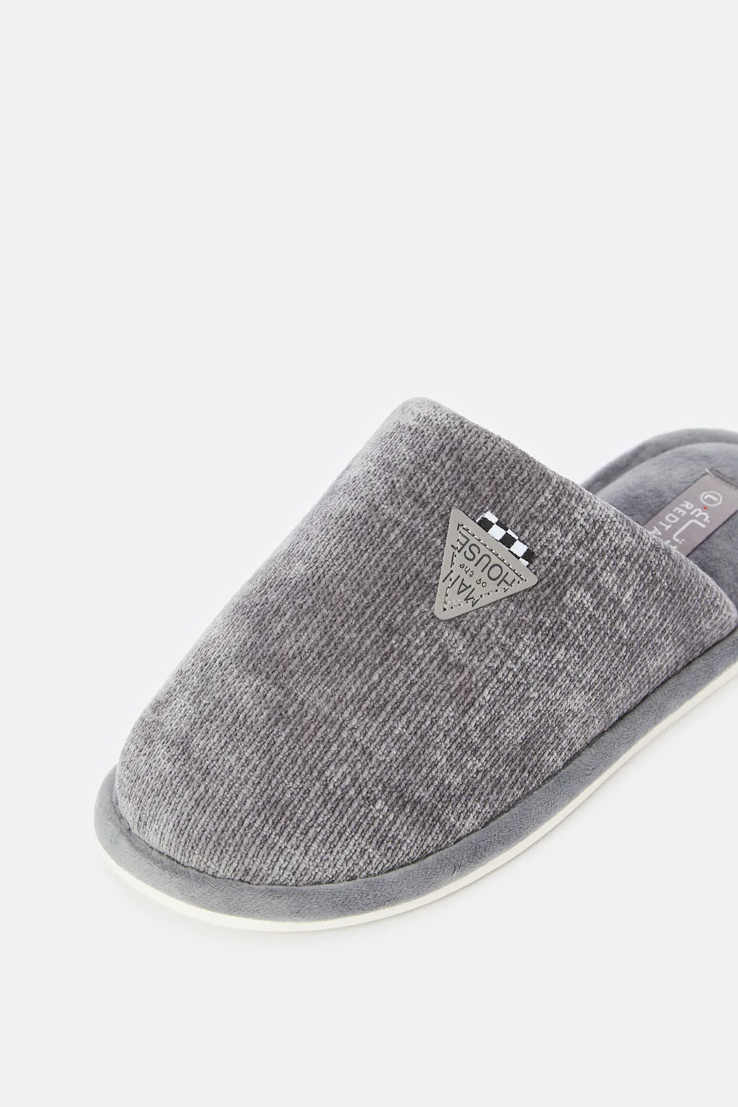 Men Grey Plain Mule Slipper