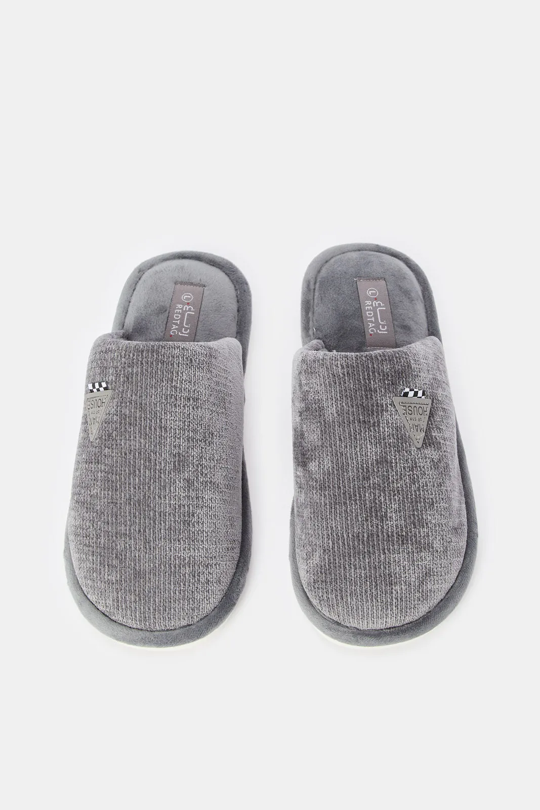 Men Grey Plain Mule Slipper