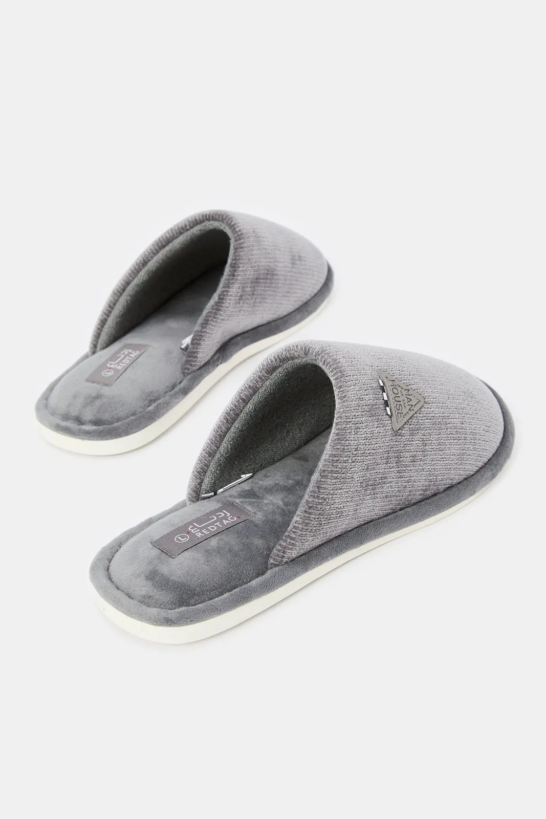 Men Grey Plain Mule Slipper