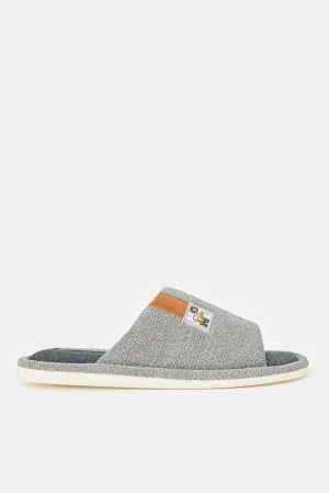 Men Grey Plain Slippers