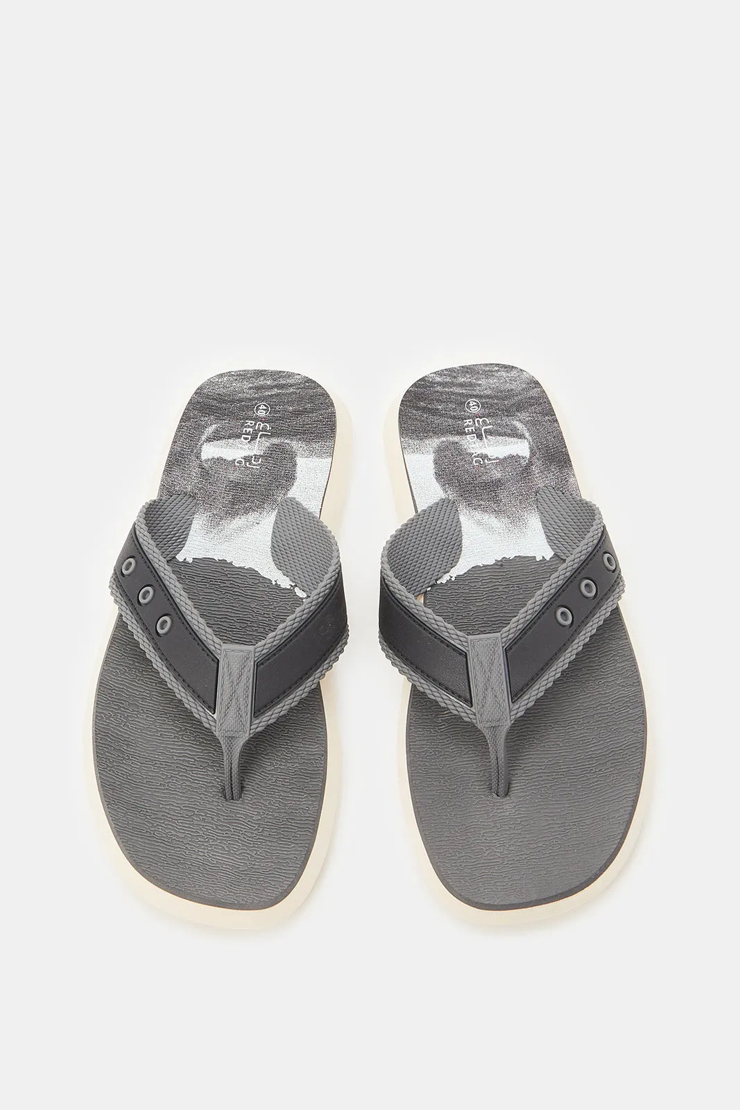 Men Grey Printed Tow Post With  Strap