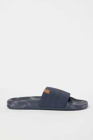 Men Navy Marble Print Slide