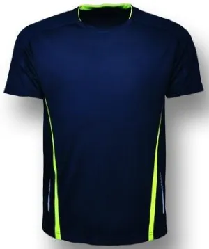 Mens Elite Sports T-Shirt - Navy/Lime