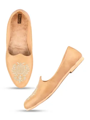 Men's Indian Ethnic Party Wear Beige Footwear - Desi Colour